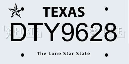 DTY9628 Texas License Plate