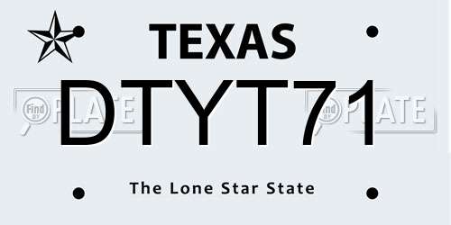 DTYT71 Texas License Plate