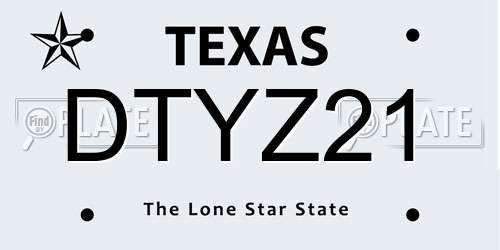 DTYZ21 Texas License Plate