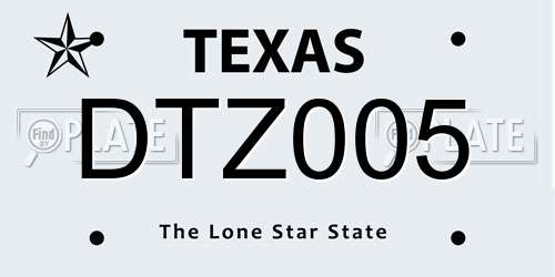 DTZ005 Texas License Plate