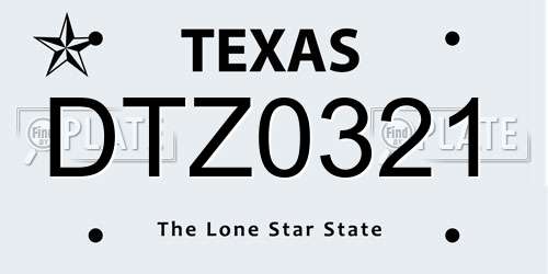 DTZ0321 Texas License Plate