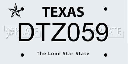 DTZ059 Texas License Plate
