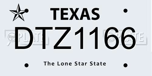 DTZ1166 Texas License Plate