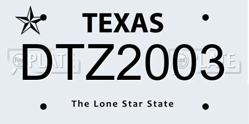 DTZ2003 Texas License Plate