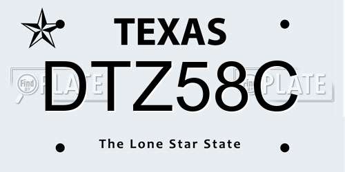 DTZ58C Texas License Plate