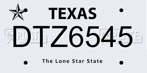 DTZ6545 Texas License Plate