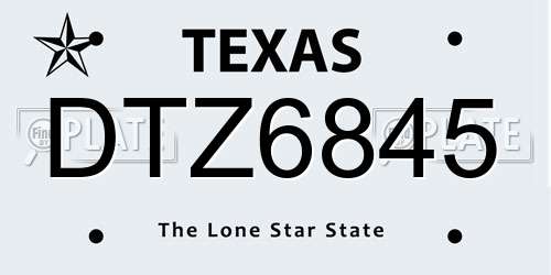 DTZ6845 Texas License Plate