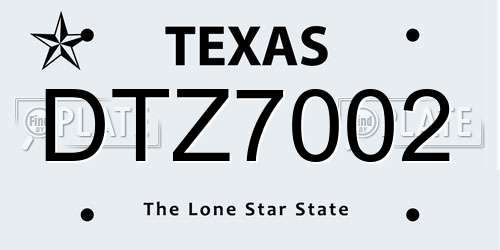 DTZ7002 Texas License Plate