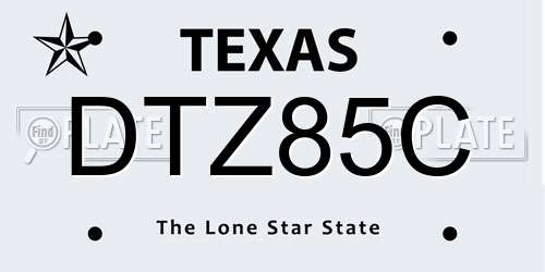 DTZ85C Texas License Plate