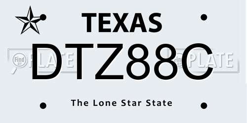 DTZ88C Texas License Plate