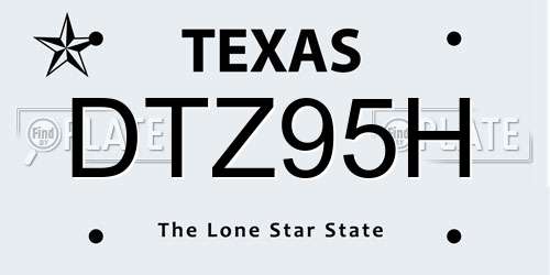 DTZ95H Texas License Plate