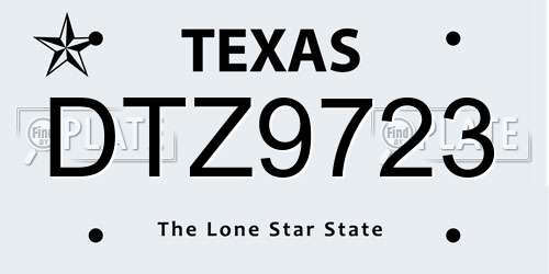 DTZ9723 Texas License Plate