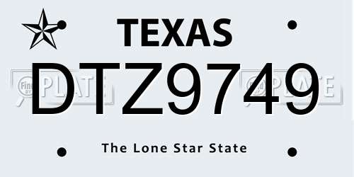 DTZ9749 Texas License Plate