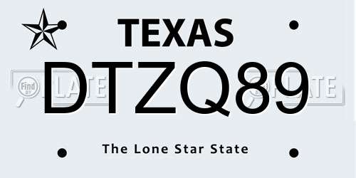 DTZQ89 Texas License Plate