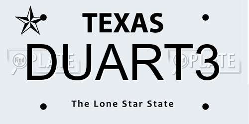 DUART3 Texas License Plate