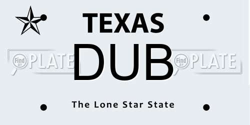 DUB Texas License Plate