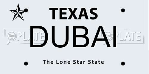 DUBAI Texas License Plate