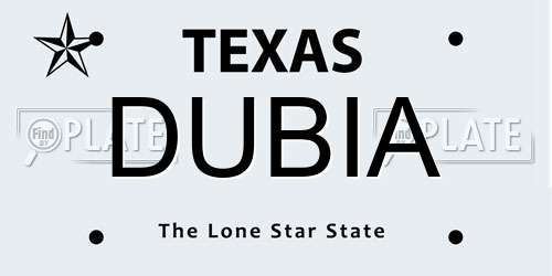 DUBIA Texas License Plate