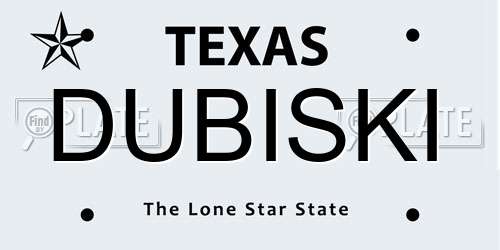 DUBISKI Texas License Plate