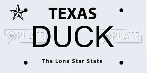 DUCK Texas License Plate