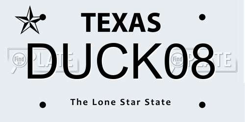DUCK08 Texas License Plate