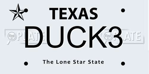 DUCK3 Texas License Plate