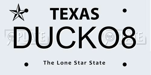 DUCKO8 Texas License Plate