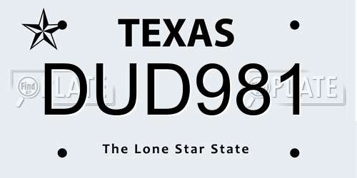 DUD981 Texas License Plate
