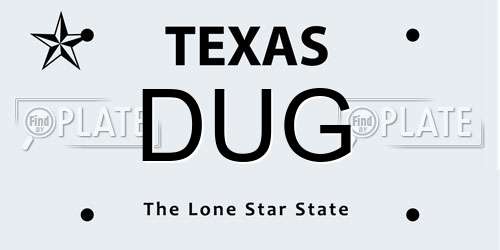 DUG Texas License Plate