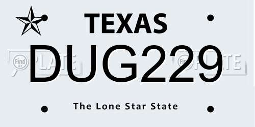 DUG229 Texas License Plate