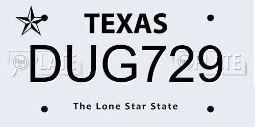 DUG729 Texas License Plate