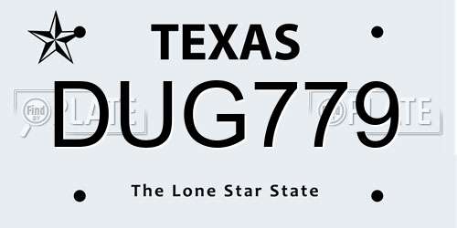 DUG779 Texas License Plate