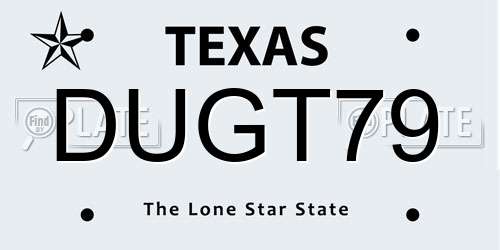 DUGT79 Texas License Plate