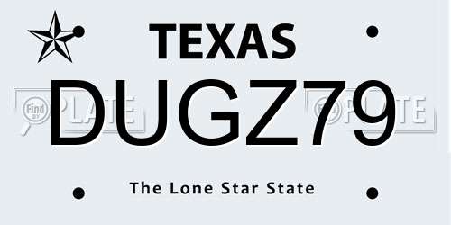 DUGZ79 Texas License Plate