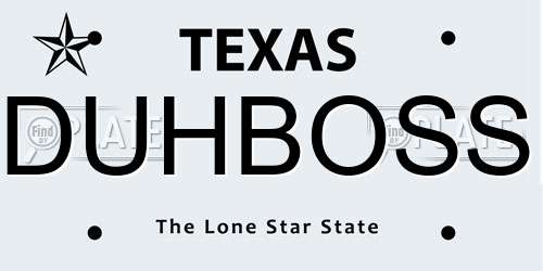DUHBOSS Texas License Plate