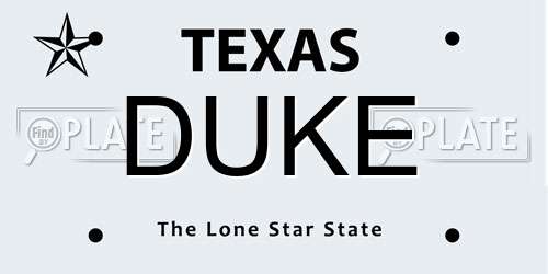 DUKE Texas License Plate