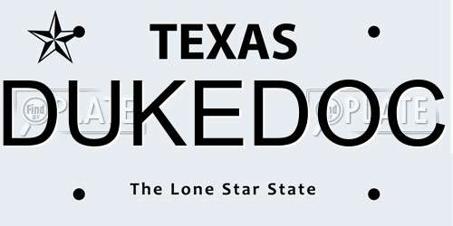 DUKEDOC Texas License Plate