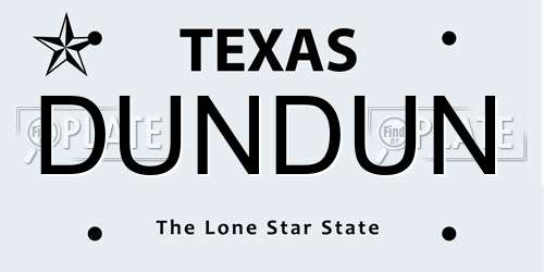 DUNDUN Texas License Plate