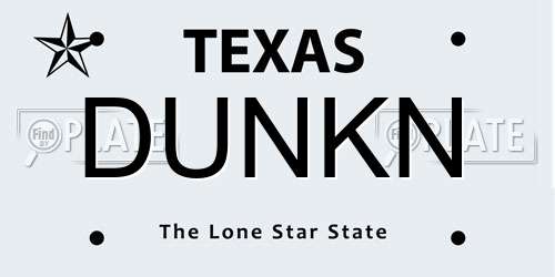 DUNKN Texas License Plate