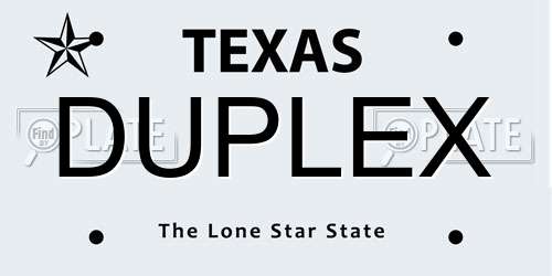 DUPLEX Texas License Plate