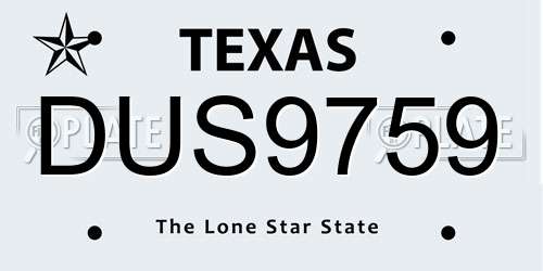 DUS9759 Texas License Plate