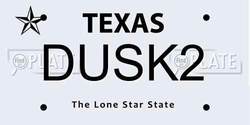 DUSK2 Texas License Plate