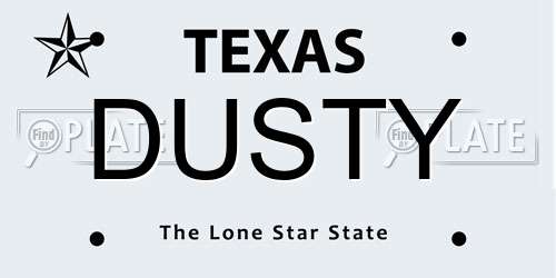 DUSTY Texas License Plate