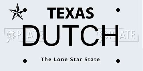 DUTCH Texas License Plate