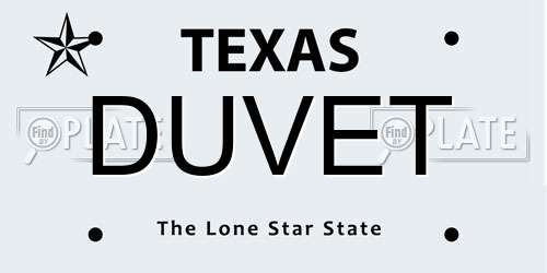 DUVET Texas License Plate