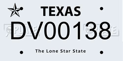 DV00138 Texas License Plate