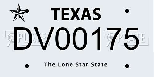 DV00175 Texas License Plate