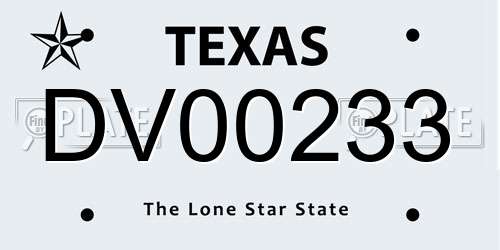 DV00233 Texas License Plate