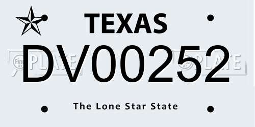 DV00252 Texas License Plate
