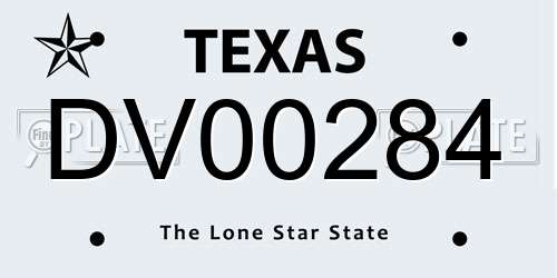 DV00284 Texas License Plate